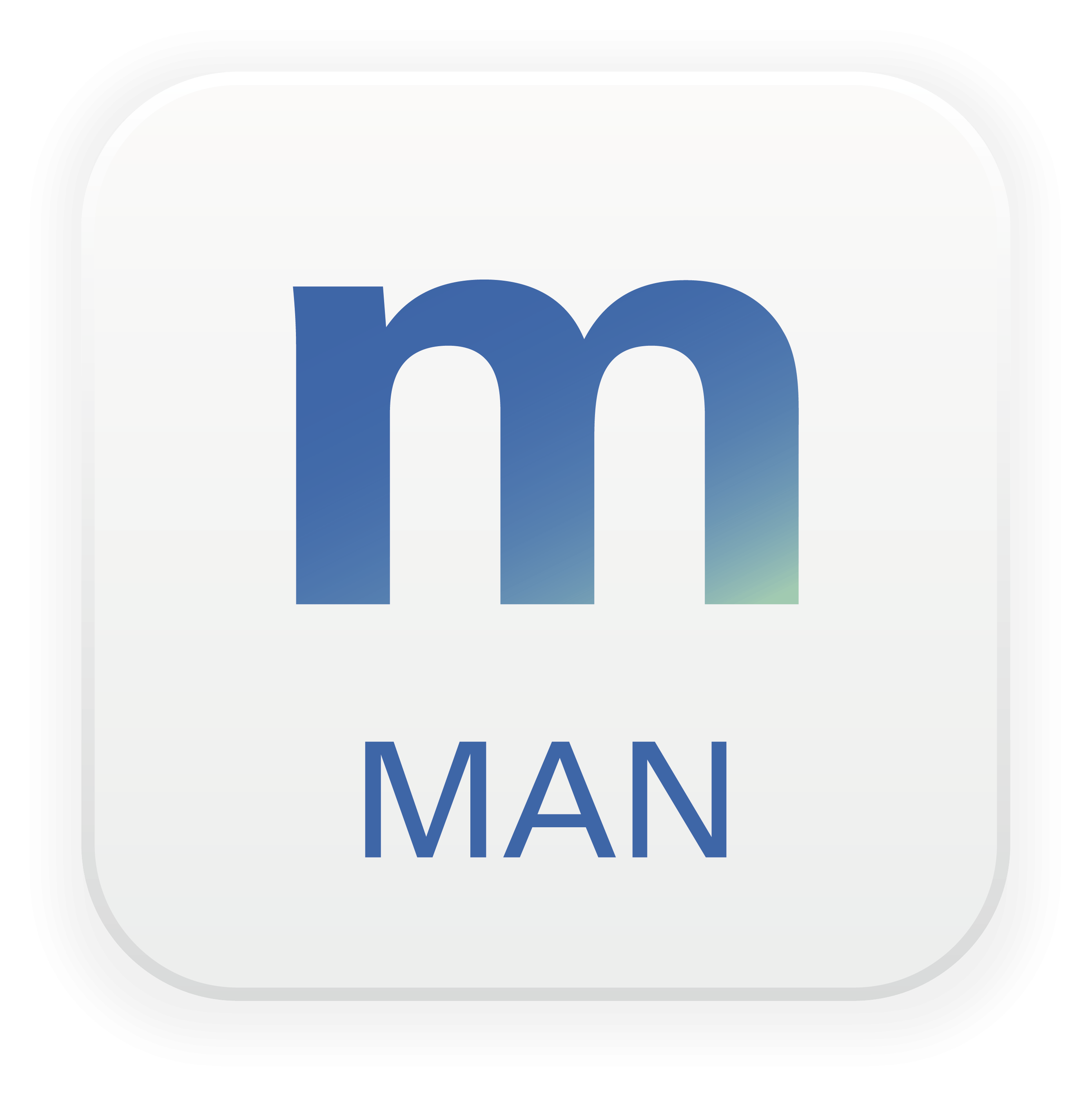 App-mobile-MANAnwendung – stilisierter Buchstabe ‚m‘ mit Farbverlauf und Schriftzug ‚MAN‘.“