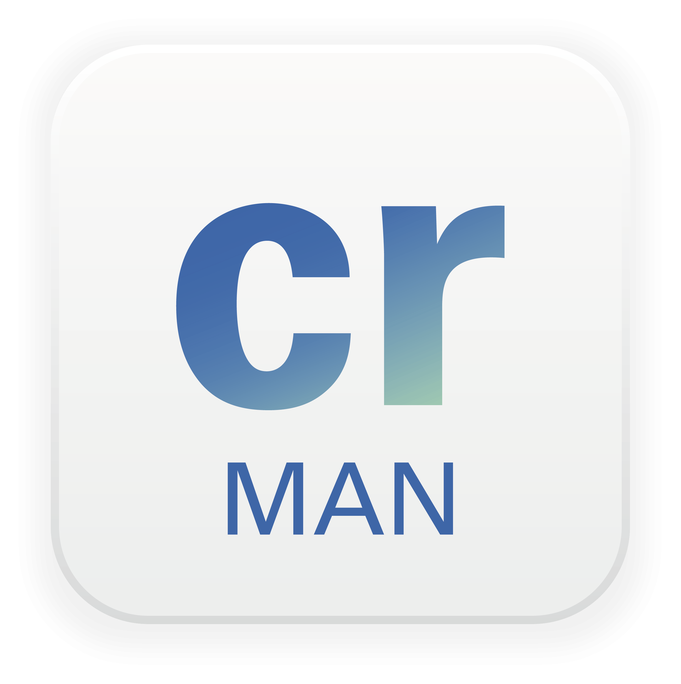 App-carrier-MANAnwendung – stilisierter Buchstabe ‚cr‘ mit Farbverlauf und Schriftzug ‚MAN‘.“