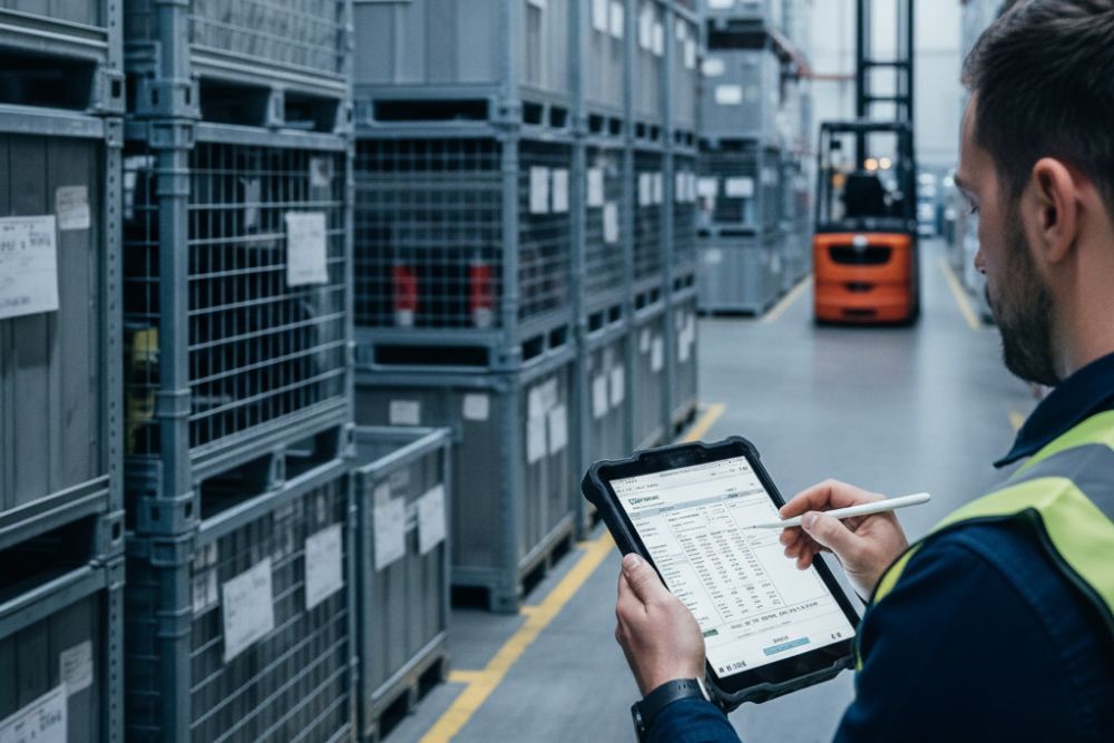 Hände tippen auf der Tastatur eines Laptops