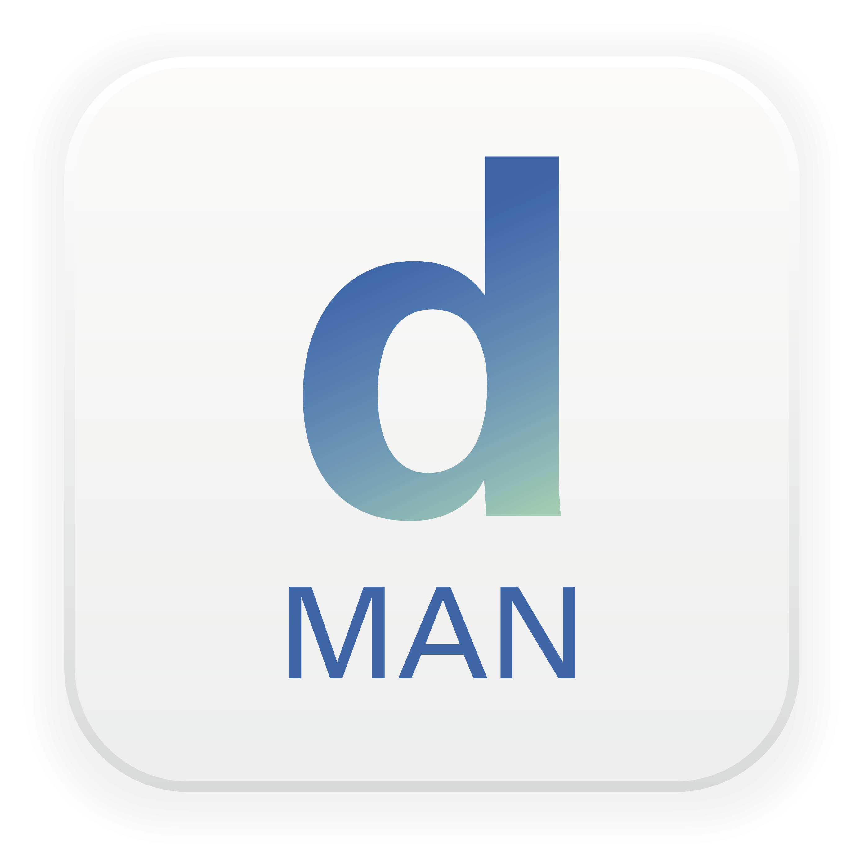 App-doc-MANAnwendung – stilisierter Buchstabe ‚dj‘ mit Farbverlauf und Schriftzug ‚MAN‘.“